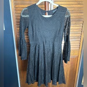 Black Lace Dress with Bell Sleeves